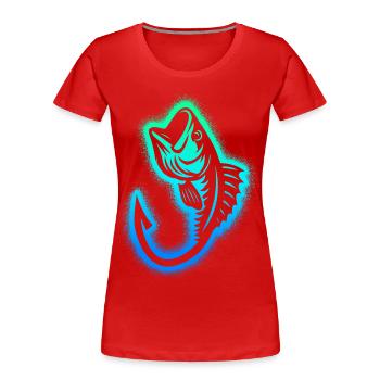 Angeln Fischer Kinder Jungen Herren Angler - Frauen Premium Bio T-Shirt - Rot - Vorne - Mia (176cm)