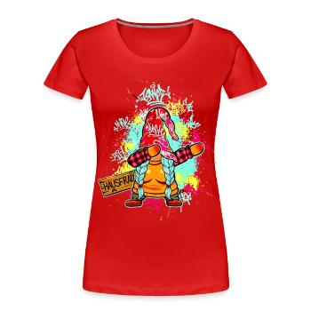HAUSFRAU WICHTEL Dab Graffiti Lustig Xmas Mama - Frauen Premium Bio T-Shirt - Rot - Vorne - Mia (176cm)
