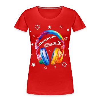 Christmas Rock Kopfhörer Weihnachten cool - Frauen Premium Bio T-Shirt - Rot - Vorne - Mia (176cm)