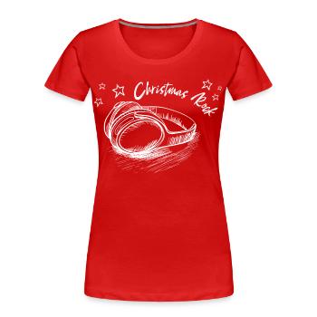 Weihnachten Kopfhörer CHRISTMAS ROCK - Frauen Premium Bio T-Shirt - Rot - Vorne - Mia (176cm)