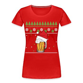 Weihnachtsgeschenk Weihnachten lustige Weihnachtsmann-Bier-Humor-Party - Frauen Premium Bio T-Shirt - Rot - Vorne - Mia (176cm)