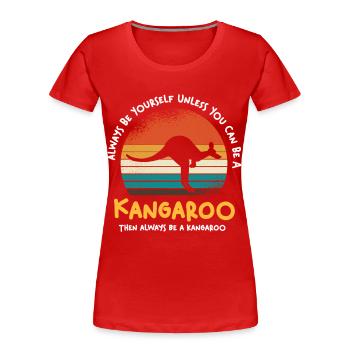Känguru Retro Sonnenuntergang - Frauen Premium Bio T-Shirt - Rot - Vorne - Mia (176cm)