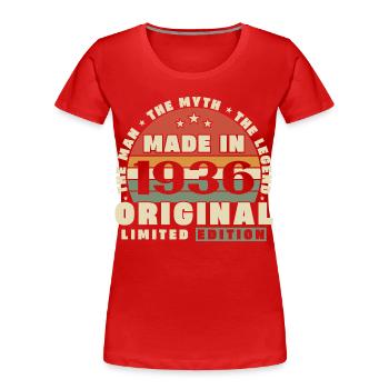 1936 Vintage Retro Birthday Gift - Women's Premium Organic T-Shirt - red - Front - Mia (176cm)