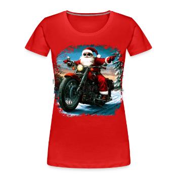 Motorcyclists Christmas - Women's Premium Organic T-Shirt - red - Front - Mia (176cm)