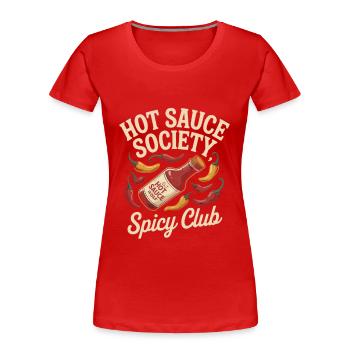 Hot Sauce Society – Spicy Club - Women's Premium Organic T-Shirt - red - Front - Mia (176cm)