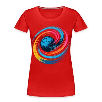 Handball Neon Ball, colorful whirl throw, dynamic - Women's Premium Organic T-Shirt - red - Front - Mia (176cm)