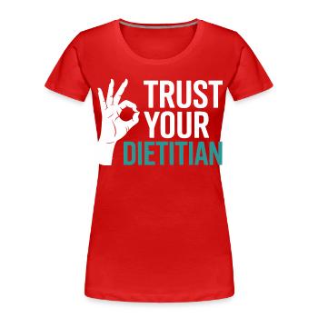 Registrierter Ernährungsberater mit Zertifizierung als Ernährungsberater (Registered Dietitian Certified Counselor) - Frauen Premium Bio T-Shirt - Rot - Vorne - Mia (176cm)