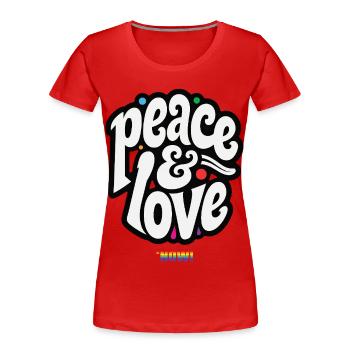 PEACE LOVE #5 - let's talk - T-shirt bio Premium Femme - rouge - Devant - Mia (176cm)