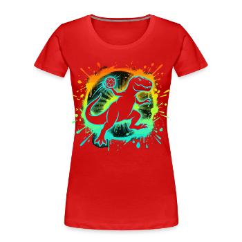 Handballer T-Rex Grafik Kinder Teenager Lustig - Frauen Premium Bio T-Shirt - Rot - Vorne - Mia (176cm)