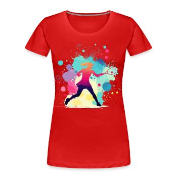Tennis, Tennisspielerin Frau, Tennisgrafik - Frauen Premium Bio T-Shirt - Rot - Vorne - Mia (176cm)