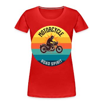 Motorrad Road Spirit Retro Badge - Frauen Premium Bio T-Shirt - Rot - Vorne - Mia (176cm)