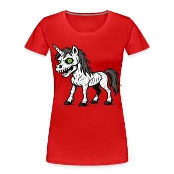 Zombie Unicorn Cartoon Horror Creature - Women's Premium Organic T-Shirt - red - Front - Mia (176cm)