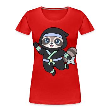 Ninja raccoon in ninja outfit - Women's Premium Organic T-Shirt - red - Front - Mia (176cm)