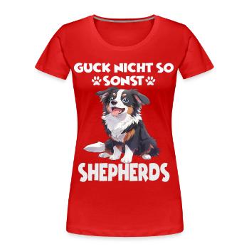 Berger australien propriétaire de chien en promenade australienne - T-shirt bio Premium Femme - rouge - Devant - Mia (176cm)