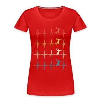 Handball, Herzschlag, Retro-Handball - Frauen Premium Bio T-Shirt - Rot - Vorne - Mia (176cm)