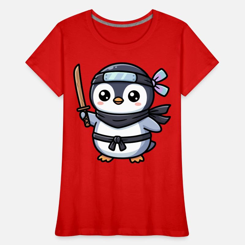 Pingouin Ninja avec Épée T-shirt bio Premium Femme