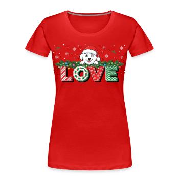 Love Bichon Frisé Christmas Dog Cute Xmas - Women's Premium Organic T-Shirt - red - Front - Mia (176cm)