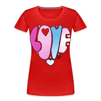 J’ADORE les cœurs pastel dégradés - T-shirt bio Premium Femme - rouge - Devant - Mia (176cm)