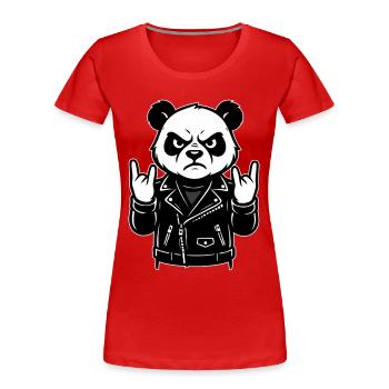 Rocker Panda Metalhead Look - T-shirt bio Premium Femme - rouge - Devant - Mia (176cm)