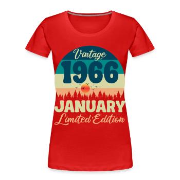 60. Geburtstag 60 Jahre Januar 1966 Geschenkidee - Frauen Premium Bio T-Shirt - Rot - Vorne - Mia (176cm)