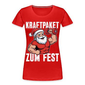 Santa Claus FORCE POUR LE FESTIN Fun - T-shirt bio Premium Femme - rouge - Devant - Mia (176cm)