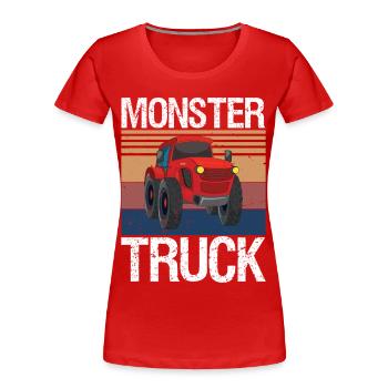 Monster Trucks are My Jam Vintage Retro Monster - Women's Premium Organic T-Shirt - red - Front - Mia (176cm)