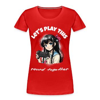Jouons ensemble - Conception de jeux vidéo - T-shirt bio Premium Femme - rouge - Devant - Mia (176cm)