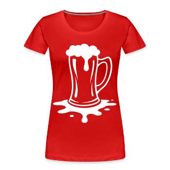 Fête en mousse de chopes de bière débordantes - T-shirt bio Premium Femme - rouge - Devant - Mia (176cm)