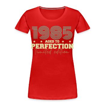 1985 - Women's Premium Organic T-Shirt - red - Front - Mia (176cm)
