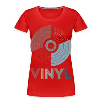 Vinyl Retro - Frauen Premium Bio T-Shirt - Rot - Vorne - Mia (176cm)