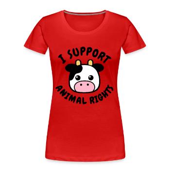 Je soutiens la vache pour les droits des animaux - T-shirt bio Premium Femme - rouge - Devant - Mia (176cm)