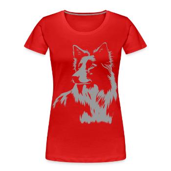 Border Collie Portrait – Kraftvolles Hundemotiv - Frauen Premium Bio T-Shirt - Rot - Vorne - Mia (176cm)