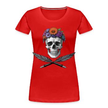 PIRATE-POET – dunkle Hölle - Frauen Premium Bio T-Shirt - Rot - Vorne - Mia (176cm)