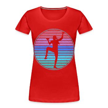 Escaladeur de bloc Femmes rétro Femmes Montagnes - T-shirt bio Premium Femme - rouge - Devant - Mia (176cm)