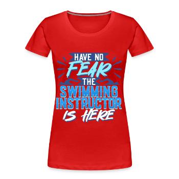 Schwimmlehrer The Swimming Instructor Is Here - Women's Premium Organic T-Shirt - red - Front - Mia (176cm)