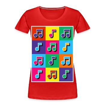 Pop-Art-Musiknoten Mosaik - Frauen Premium Bio T-Shirt - Rot - Vorne - Mia (176cm)