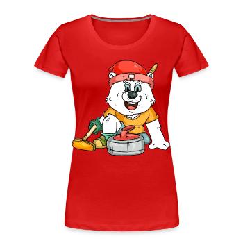 Joueur de curling ours polaire - T-shirt bio Premium Femme - rouge - Devant - Mia (176cm)