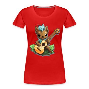 Kleiner Waldmusiker mit Gitarre - Frauen Premium Bio T-Shirt - Rot - Vorne - Mia (176cm)