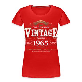 60e anniversaire Millésime décembre 1965 - T-shirt bio Premium Femme - rouge - Devant - Mia (176cm)