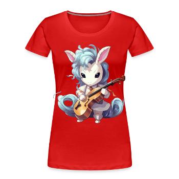 Unicorn playing the violin - Women's Premium Organic T-Shirt - red - Front - Mia (176cm)
