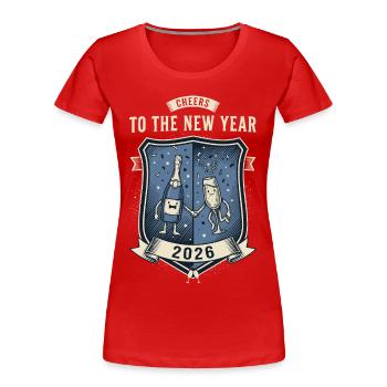 Cheers To The New Year 2026 Celebration - Women's Premium Organic T-Shirt - red - Front - Mia (176cm)