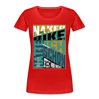 Histoire du vélo nu – Déclaration des motards - T-shirt bio Premium Femme - rouge - Devant - Mia (176cm)