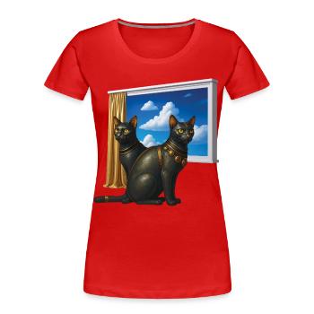 ÄGYPTISCHE KATZEN – Tiere - Frauen Premium Bio T-Shirt - Rot - Vorne - Mia (176cm)