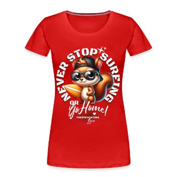 Surfer squirrel with surfboard - Women's Premium Organic T-Shirt - red - Front - Mia (176cm)