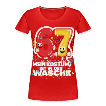 67 Six Sept Carnaval Drôle de Dicton, Carnaval - T-shirt bio Premium Femme - rouge - Devant - Mia (176cm)