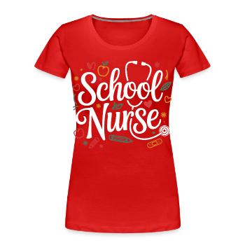 Schulkrankenschwester Motiv Handlettering - Frauen Premium Bio T-Shirt - Rot - Vorne - Mia (176cm)