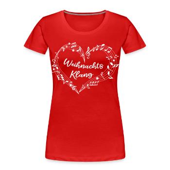 Christmas Sound - Heart of Musical Notes & Stars - Women's Premium Organic T-Shirt - red - Front - Mia (176cm)