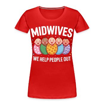Hebammenhilfe Neugeborene Helden - Frauen Premium Bio T-Shirt - Rot - Vorne - Mia (176cm)