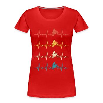 Motocross Motocross Battement de cœur Motocross Vélo de cross - T-shirt bio Premium Femme - rouge - Devant - Mia (176cm)