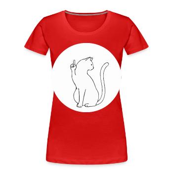 Katze Katzen Cat Kätzchen Mieze Mittelfinger - Frauen Premium Bio T-Shirt - Rot - Vorne - Mia (176cm)